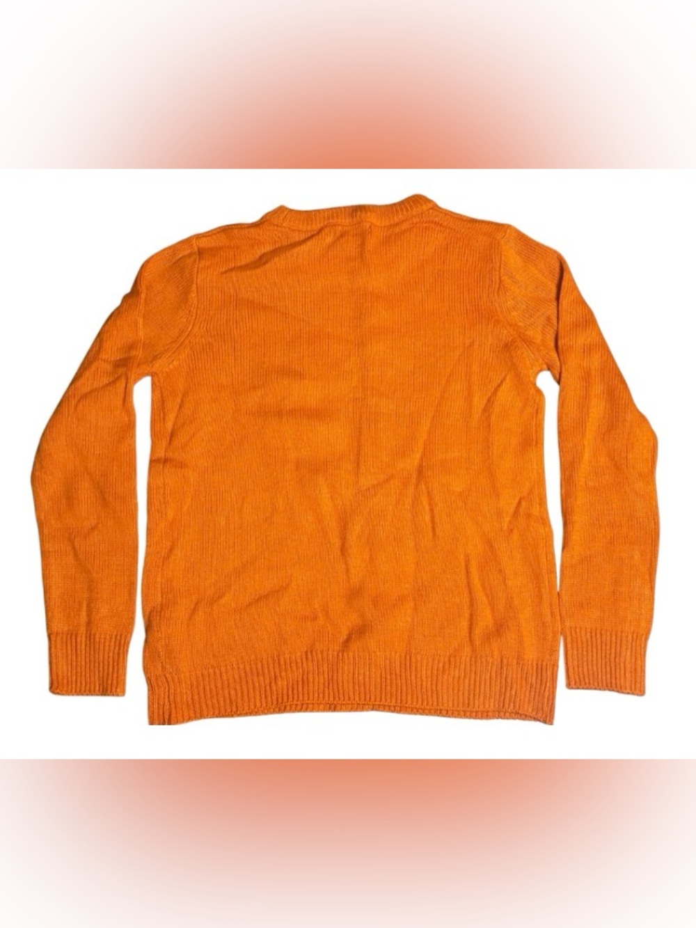 Vintage Poof Halloween Skeleton Orange Knit Pullover Crewneck Sweater Women S - Picture 5 of 5